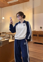 SET1071-SET nỉ haida xám phối xanh than
