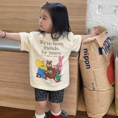 BT905-Bộ áo thun cộc tay phối quần legging da báo cho bé gái 9-24kg