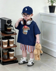 BT1026- Combo 2 bộ cotton cộc tay NÂU- XANH Merci