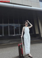 Set ren suông màu trắng có lót quần