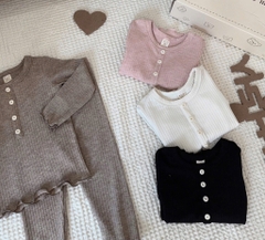 BT607-Bộ thun tăm dài tay thu đông bé gái 4 màu