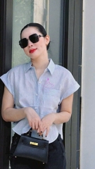 A326- Áo sơ mi cúc màu lệc bên cổ đức chất lien