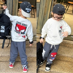 Bt757- Bộ Super hero áo trắng quần chì chất nủ cua bé trai