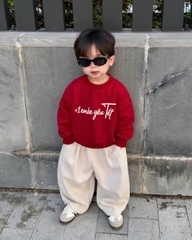 A455-Áo nỉ đỏ gia gia đình em bé yêu Tết