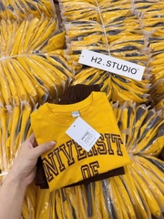 BT456- Bộ ao cotton Unive vàng mix quần cua màu nâu