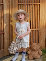 BT857-COMBO 3 bộ thun sát nách xanh trắng cho bé 9-25kg