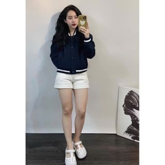 A147-Áo bomber tím than viền trắng