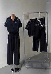 Set709- Set thể thao Đát đen áo khoá phối quần suông