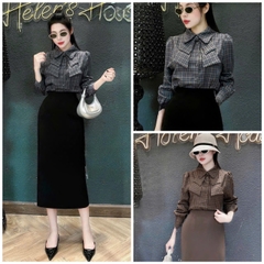 ☘️A161- ÁO SƠ MI GU KẺ NƠ 2 LỚP 2 MÀU☘️