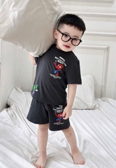 ✌🏻CB332- Combo 2 bộ cotton đỏ xám in siêu nhân dáng cộc