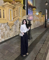 QUAN073-QUẦN JEANS ỐNG RỘNG KÈM ĐAI DÀI 102CM