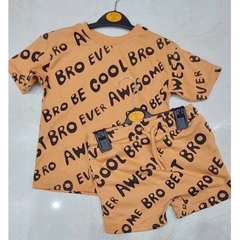 Bt929- bộ cotton cam đất in chữ dáng cộc chất đẹp