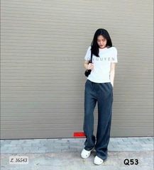 QUAN014-QUẦN JEANS SUÔNG CẠP CHUN MÀU KHÓI dài 100cm