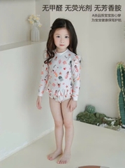 CB318- Combo 2 bộ bơi bé gái liền mảnh tài tay tông hồng