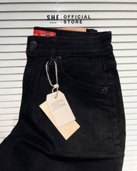 Quan044- Quần short jeans đen hàng máy full tem