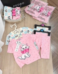 CB204-COmbo 2 bộ thun cộc tay bé gái xanh hồng hoạ tiết mèo mickey