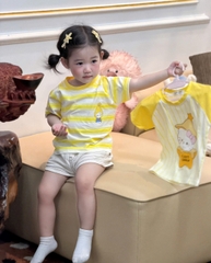 BT919-Combo 3 áo cotton tông vàng in mèo KITTY
