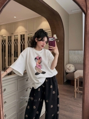 SET922-SEt áo thun rộng MICKEY mix quần bom in 2 màu