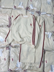 Set781- Bộ nỉ nữ haida màu be sọc đỏ dày dặn