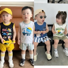 BT947-Combo 2 bộ balo viền 4 MÀU MIX đen-xanh-trắng-be