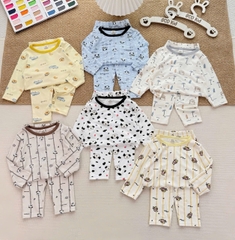 BT1071- Combo 2 bộ thun zip màu pastel viền cổ dài tay