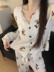 Set572- Set tăm mickey màu be in dài tay dáng đẹp