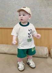 BT300- Bộ nhện ĐỎ quần Than bé trai áo cotton mix quần cua