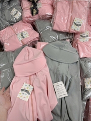 Aokid016-Áo choàng nắng trẻ em 2 màu ghi,hồng mũ to chất mát