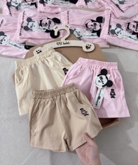 CB287-Combo 3 quần đùi cộc bé gái thêu vải thô mềm