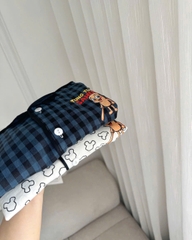 CB374-Combo 2 bộ pijama dài tay bé trai hoạ tiết caro