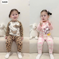cb404- Combo 2 bộ kitty phối màu bé gái chất cotton zip dài tay
