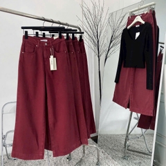 QUAN0098-QUẦN JEANS SUÔNG MÀU ĐỎ FULL TEM