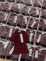 A178-Áo thun díp đỏ kín cổ màu đỏ đô