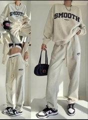 Set809 Bộ mặc nhà áo nỉ màu xám phối quần bo ống