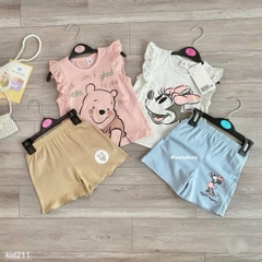 CB251-Combo 2 bộ PIJAMA hoa viền ren bé gái chất xô mát