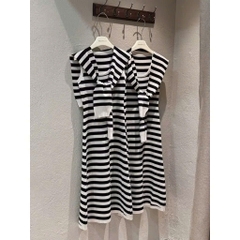 Dam173- Váy len sát nách kẻ ngang dáng dài tặng kèm khăn choàng