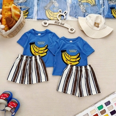 BT1030- Bộ cotton Xanh-Vàng in chuối