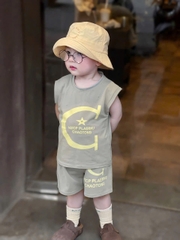 CB2288- combo 2 bộ balo ngồi sau Vàng- Ghi chất cotton