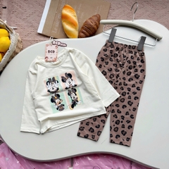 BT1004- Set 2 bộ thun dài tay MINIE hồng nâu cho bé gái