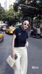 A504-Áo thun polo màu than thêu ngực