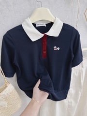 SET748- Set áo len cộc tay dệt kim phối chân váy midi trắng ngà