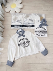 A132-Áo nỉ nữ tay phối kẻ tặng kèm khăn