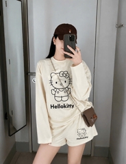 Set1021- Set Thun giấy mickey màu be quần cộc