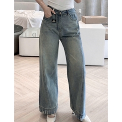 QUAN052-Quần jean suông ống rộng tỉa gấu màu nhạt