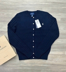 A478- Áo ken CGD màu than thêu len thừng cúc trắng