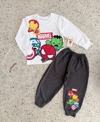 BT1009- Bộ MARVEL chất nỉ mỏng in mặt dài tay  chuẩn Minibebe