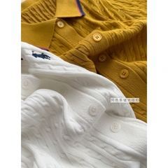 SET720-Set áo len cộc thêu phối chân váy xoè thể thao 2 màu vàng trắng