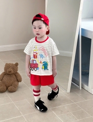BT903-Combo 3 bộ cotton  viền SIÊU NHÂN kẻ ngang bé trai
