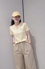Set971-Set áo cotton vàng phối quần dài bo ống