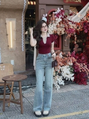 A242-Áo thun nữ polo cổ bé phối viền 3 màu